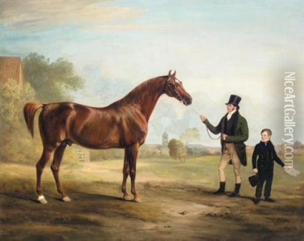 Mr. Powell And Son With His Stallion, 