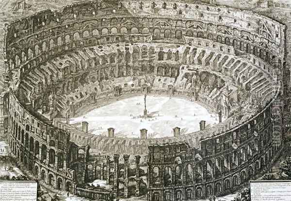 Aerial view of the Colosseum in Rome from Views of Rome, first published in 1756, printed Paris 1800 Oil Painting - Giovanni Battista Piranesi