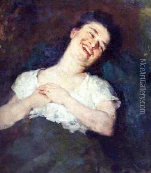Lachende Frau Oil Painting - Henrich A. Weber