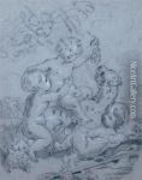 Baccanalia With Putti Oil Painting - Joseph-Marie Vien