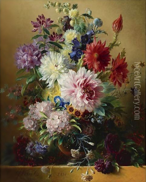 Still Life Of Flowers Oil Painting - Georgius van Os