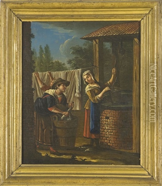 Scena Di Genere Con Lavandaie Oil Painting - Pieter Jacobsz. van Laer