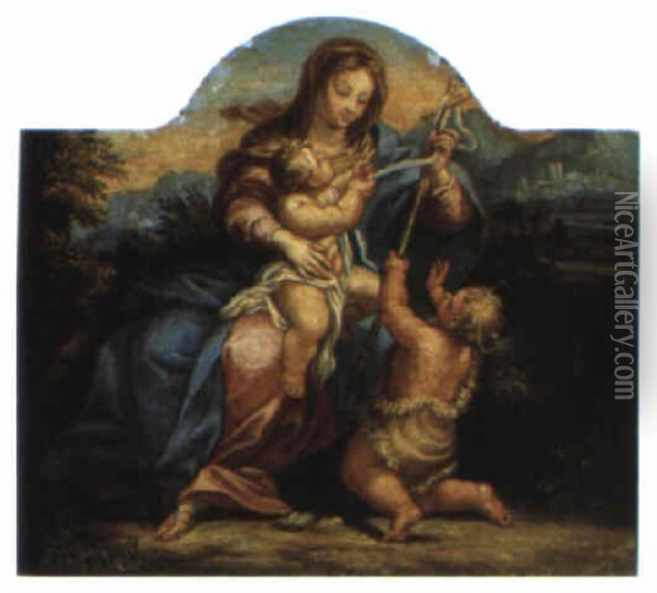 The Madonna And Child With The Infant St. John The Baptist Oil Painting - Filippo Lauri