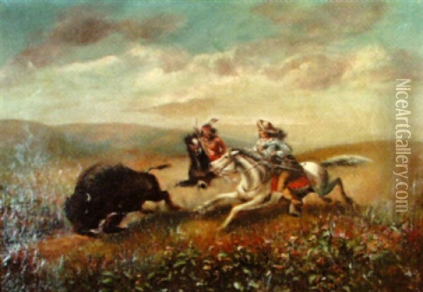 Last Buffalo Oil Painting - Alfred Jacob Miller