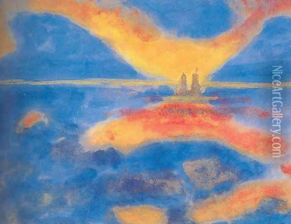 Red Clouds Oil Painting - Emil Nolde
