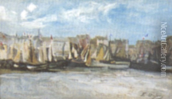 Vue Du Port Oil Painting - Edouard-Jacques Dufeu