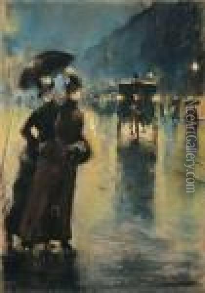 Nachtbeleuchtung Oil Painting - Lesser Ury