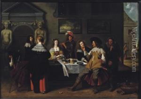 The Prodigal Son In A Brothel Oil Painting - Christoffel Jacobsz van der Lamen