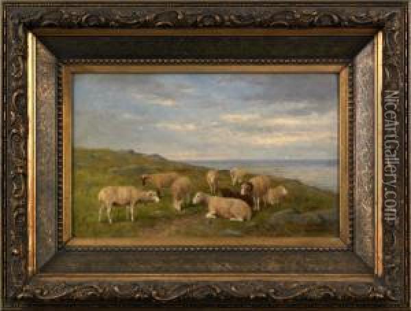 Pastoral Landscape With Sheep Oil Painting - Newbold Hough Trotter