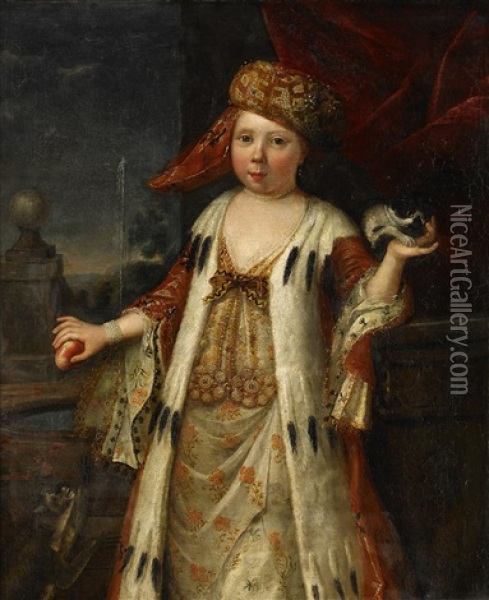 Girl In Oriental Dress Oil Painting - Jean Baptiste van Moer