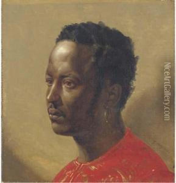 Portrait Of A Man In A Gold Embroidered Red Shirt Oil Painting - Vasilii Petrovich Vereshagin