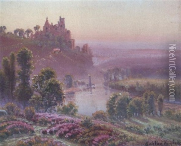 Bruyeres En Fleurs Oil Painting - Gaston Anglade