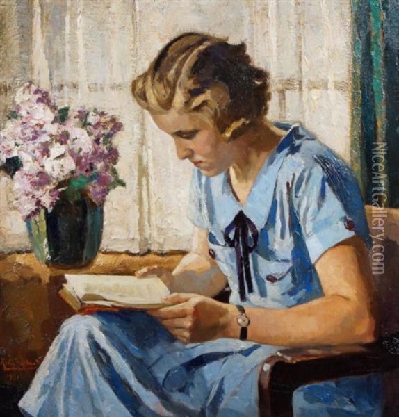 Reading Lady Oil Painting - Robert Archibalt Graafland