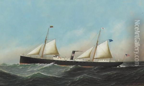 The Steamship Caracas Oil Painting - Antonio Nicolo Gasparo Jacobsen