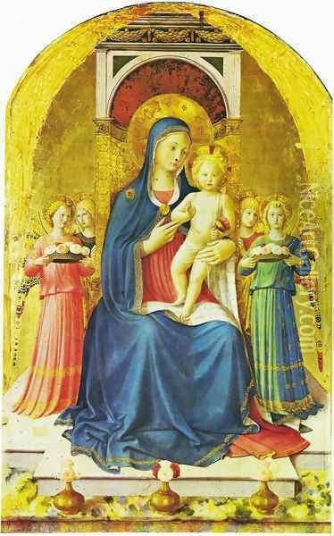 Triptych of Perugia. Virgin with child, angels and saints 2 Oil Painting - Angelico Fra