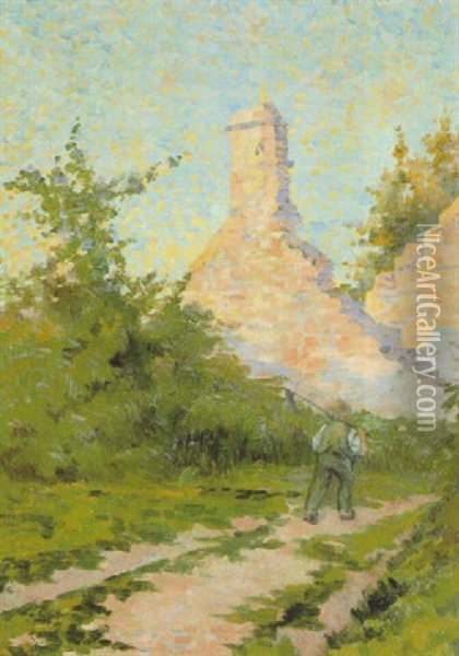 Landschaft Mit Kirche Oil Painting - Leo Gausson