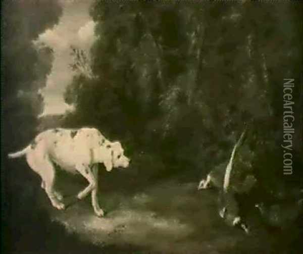 Ein Jagdhund Und Fasane In Einer Waldlandschaft Oil Painting - Philipp Ferdinand de Hamilton