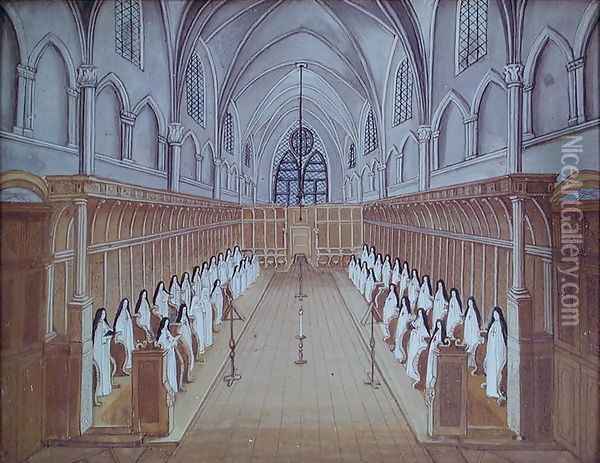 View of the Choir, from 'L'Abbaye de Port-Royal', c.1710 Oil Painting - Cochin, Louise Madelaine