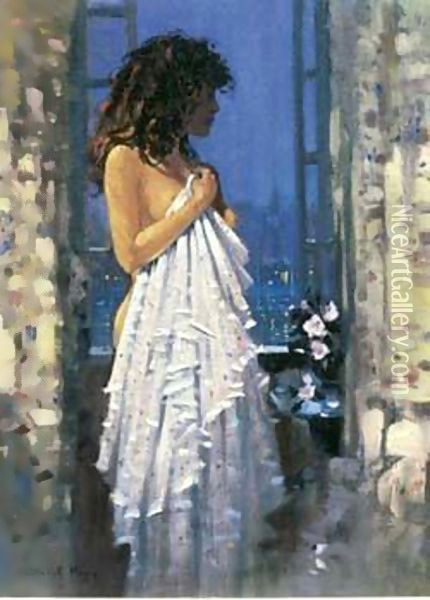 Window Twilight Oil Painting - Peter Johan Kraft