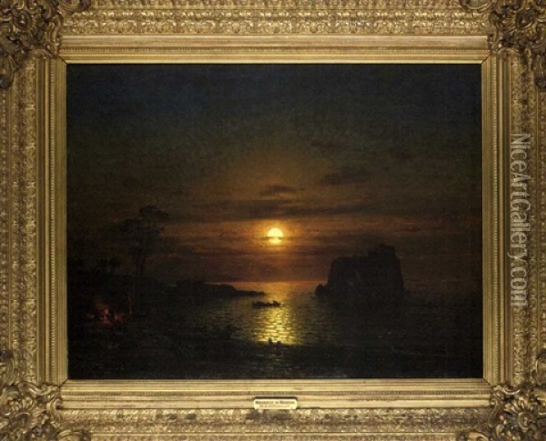 Moonrise In Madeira Oil Painting - Eduard Hildebrandt