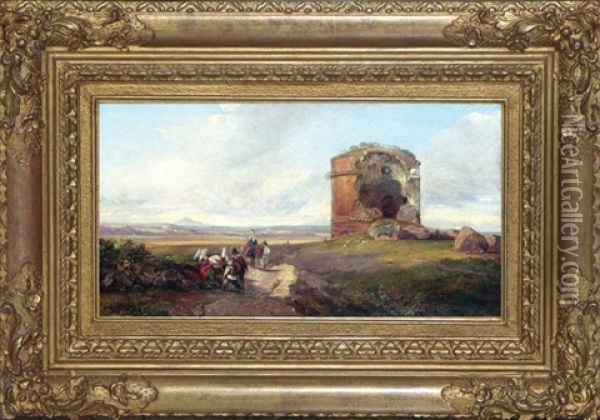 The Tor Di Schiavi On The Via Labicana Oil Painting - Edward Lear
