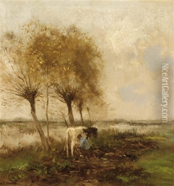 Milking Time Oil Painting - Willem George Frederik Jansen