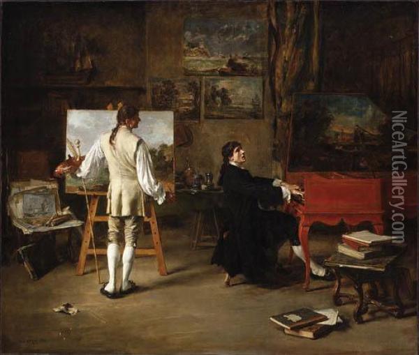In The Studio Of Joseph Vernet Oil Painting - Lucien Alphonse Gros