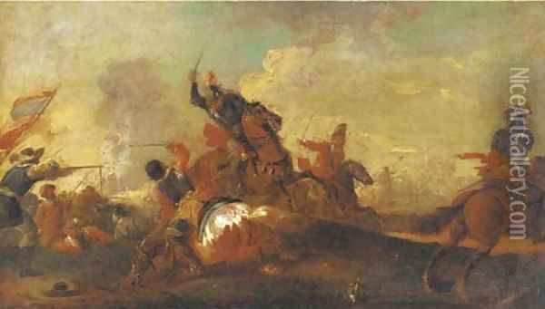 A cavalry skirmish Oil Painting - Antonio Calza