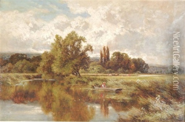 The River Ouse At Hemingford Grey Oil Painting - Henry H. Parker