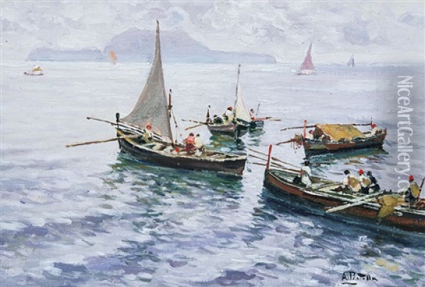 Partenza Per La Pesca Oil Painting - Attilio Pratella