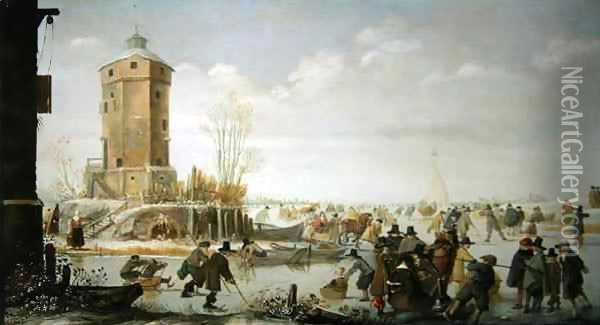 Winter Scene Oil Painting - Barent Avercamp