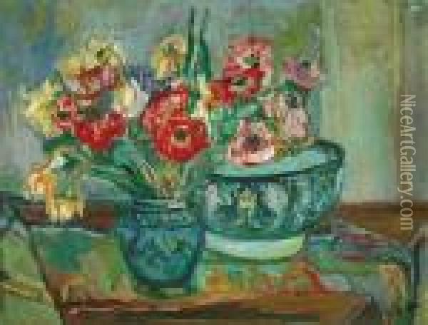 Kwiaty W Wazonie Oil Painting - Henri Epstein