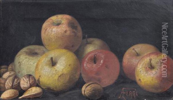 Stillleben Mit Apfeln Und Nussen Oil Painting - Augusto Ferri