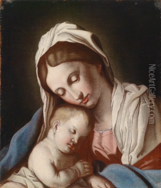 Die Muttergottes Mit Dem Christusknaben Oil Painting - Giovanni Battista Salvi (Il Sassoferrato)