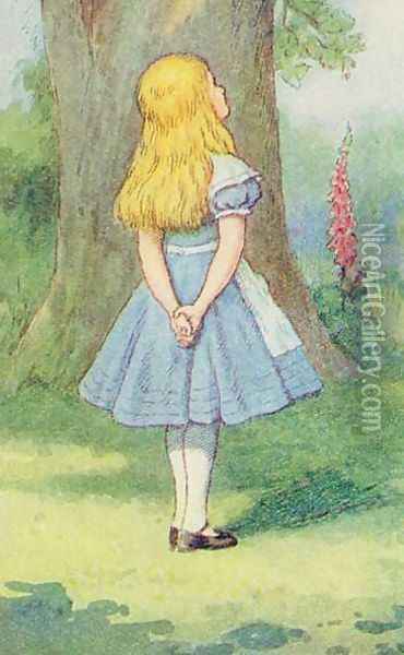 Alice and the Cheshire Cat, illustration from Alice in Wonderland by Lewis Carroll 1832-9 Oil Painting - John Tenniel
