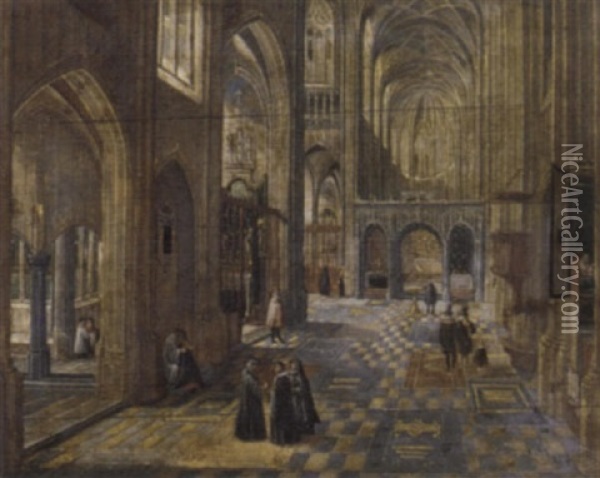 The Interior Of A Gothic Church Oil Painting - Peeter Neeffs the Elder