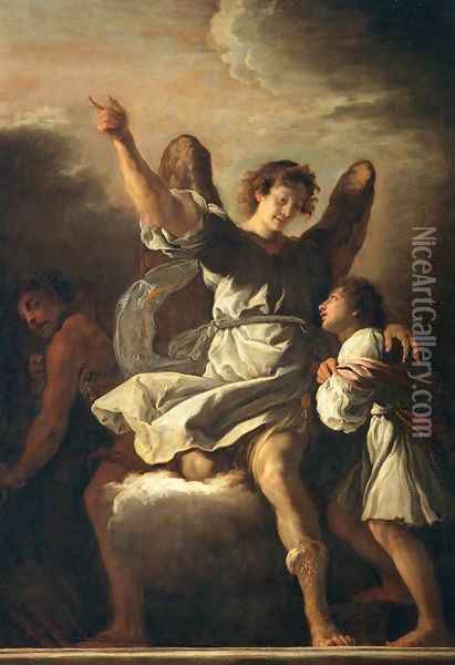 The Guardian Angel Protecting a Child from the Empire of the Demon Oil Painting - Domenico Feti