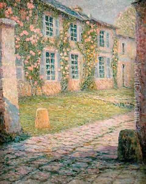 The House with Roses Versailles Oil Painting - Henri Eugene Augustin Le Sidaner