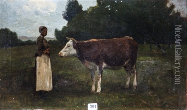 Portrait De Vache Oil Painting - Eugene Lavieille