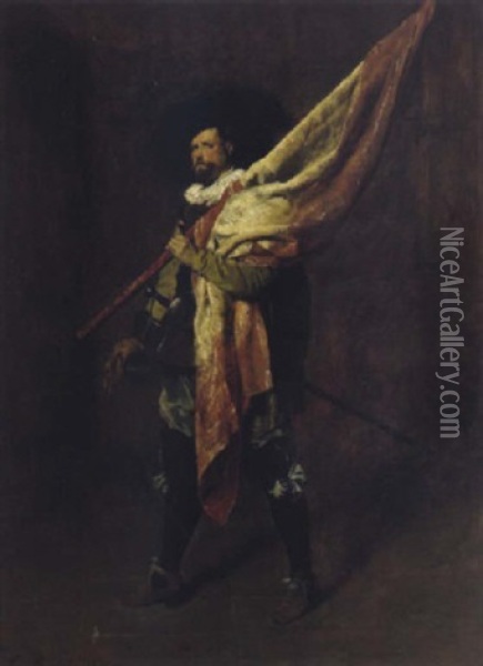 Fahnentrager Oil Painting - Ferdinand Victor Leon Roybet