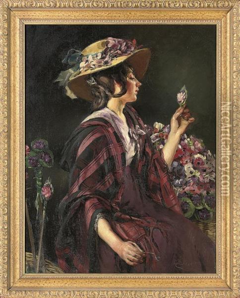 Portrait Of The Character Eliza Doolittle From Pygmalion Oil Painting - William Bruce Ellis Ranken