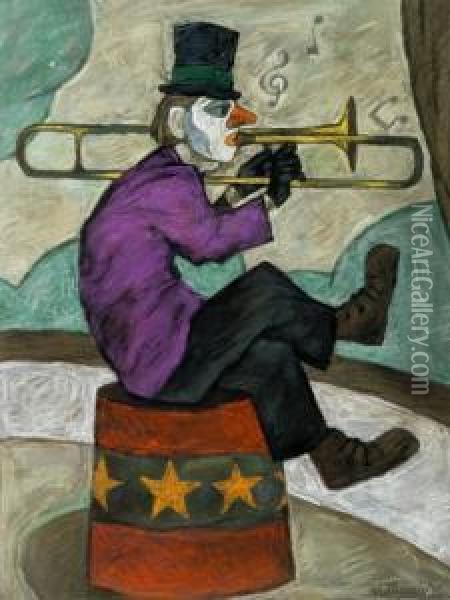 The Musical Clown Oil Painting - Edward Hartley Mooney