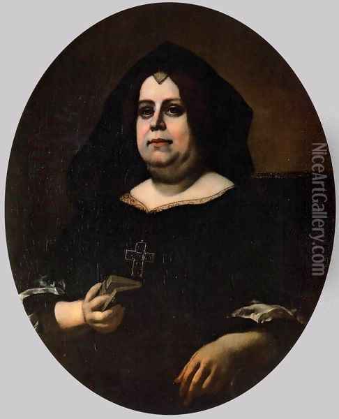 Portrait of Vittoria della Rovere in Widow's Weeds Oil Painting - Carlo Dolci