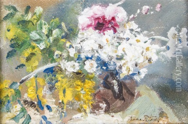 Stillleben Mit Blumenstraus In Vase Oil Painting - Anna Peters