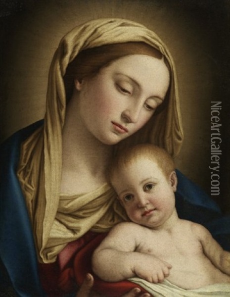 Jungfrau Mit Jesuskind Oil Painting - Giovanni Battista Salvi (Il Sassoferrato)