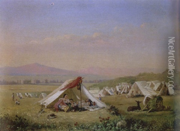 Valley Of Mexico With An Encampment Oil Painting - Conrad Wise Chapman