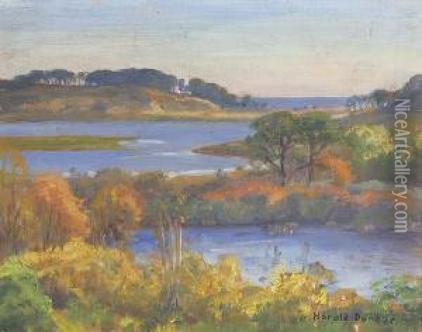 Marsh And Cove, Westchatham, October Afternoon Oil Painting - Harold C. Dunbar