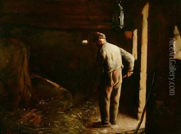 Stable Interior Oil Painting - Josse Impens