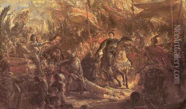King John III Sobieski Presenting Canon Denhoff with a Letter to the Pope Oil Painting - Jan Matejko