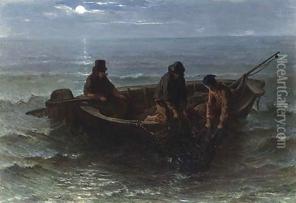 Fishermen Spreading A Net Oil Painting - Jozef Israels